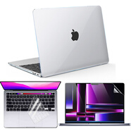 咔咔魚適用于macbook保護(hù)殼air蘋果電腦保護(hù)套透明M2/M3/M4pro超薄14/16英寸外殼硅膠全包筆記本貼膜 保護(hù)殼（默認(rèn)透明）+鍵盤膜+高清防刮膜 13.3英寸Pro無Touch bar/