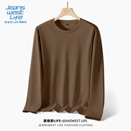JEANSWEST LIFE真維斯長(cháng)袖t恤男潮春秋純棉白色打底衫學(xué)生寬松圓領(lǐng)純色內搭上衣