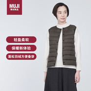 無印良品（MUJI）女式 便攜式 無領(lǐng)馬甲 羽絨背心 羽絨服 深棕色3A M 