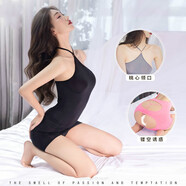 辛皇純欲風(fēng)高彈掛脖鏤空露背緊身包臀裙連衣裙遮肚子內(nèi)衣女短款裙 黑色 均碼 適合80-130斤
