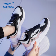 鴻星爾克女鞋運動(dòng)鞋女品牌旗艦秋冬季紅星網(wǎng)面透氣休閑跑步鞋女款老爹鞋R 正黑/霧粉2192 37