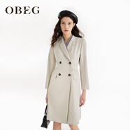 OBEG歐碧倩秋時(shí)尚通勤經(jīng)典雙排扣風(fēng)衣式收腰飄帶連衣裙50463521 珍珠灰 L /170/40