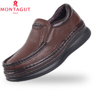 夢(mèng)特嬌男鞋2024春季款舒適牛皮厚底增高手工縫制防滑商務(wù)休閑真皮搖搖鞋 棕色套腳 標準碼A61200681B 38