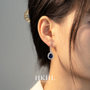 HKHL 【附證書(shū)】925銀培育藍寶石耳環(huán)女士耳釘輕奢耳飾生日禮物送女友 藍寶石耳環(huán)一對【證書(shū)+輕奢禮盒】