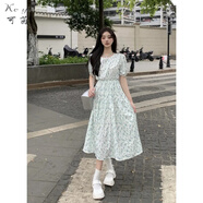 可茵（Keyin）連衣裙女裝2025年新款桔梗茶歇法式氣質(zhì)中長款a字碎花裙子夏天 白色碎花裙 L 100-120斤
