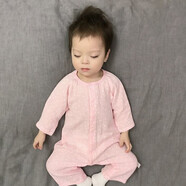 妙翡嬰兒衣服春夏新款薄款長(cháng)袖紗布爬爬服空調服新生兒睡衣寶寶連體衣