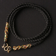 沫蘊手工原創(chuàng)佛牌鏈子唐卡專用掛鏈本命佛吊墜繩崇迪掩面佛牌掛繩鏈子 2號 黑繩金色M鉤