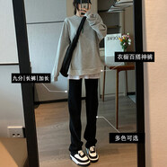 自由探戈牛仔褲女直筒顯瘦高腰寬松小個(gè)子黑色煙管褲子2025秋季 黑色加長(10~28℃穿) M