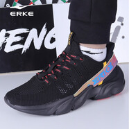 鴻星爾克（ERKE）跑步鞋男紅星透氣輕便回彈減震運(yùn)動(dòng)鞋戶外輕便耐磨男士慢跑鞋 正黑/熒光洋紅 40