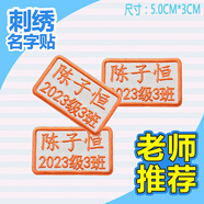帕咭瓦 幼兒園名字貼姓名貼刺繡布可縫可洗簡易小號兒童防水卡通名字條衣服貼被子貼名字標簽校服繡字定制 簡易E組（10個裝）橙色組