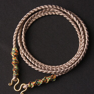 沫蘊手工原創(chuàng)佛牌鏈子唐卡專用掛鏈本命佛吊墜繩崇迪掩面佛牌掛繩鏈子 6號 駝色繩金色M鉤