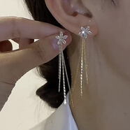 胖東來(lái)銀耳環(huán)9999純銀女養(yǎng)耳洞銀飾2025新款感潮臉大適合 金色花朵兩戴耳線 S