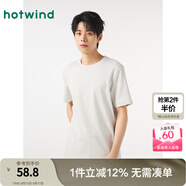 熱風(fēng)（Hotwind）短袖t恤男夏季新款基礎正肩圓領(lǐng)柔軟親膚舒適透氣純色T恤打底衫男 60淺灰 L