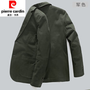 皮爾卡丹（pierre cardin）2025春秋新款休閑彈力棉質(zhì)外套男西服寬松中年小西裝爸爸潮流男裝 9808彈力軍綠色 XL