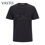 華斯度（VASTO）商場同款奧地利水鉆時尚圓領(lǐng)短袖T恤冰感透氣體恤男t 黑色31F051891 S