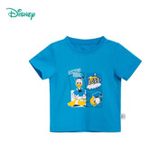 迪士尼寶寶（Disney Baby）迪士尼童裝兒童T恤米奇米妮印花圓領(lǐng)短袖T恤純棉 男童天空藍(S1719) 24個(gè)月/身高90cm