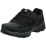SKECHERS 斯凱奇 斯凱奇 男式 Cankton 鋼鞋頭結(jié)構(gòu)鞋 黑色/炭黑色 41 EU 寬版