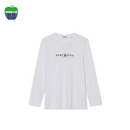 texwood蘋(píng)果男士簡(jiǎn)約衛衣春秋款休閑百搭長(cháng)袖t恤青年寬松刺繡標圓領(lǐng)T上衣 白色 52