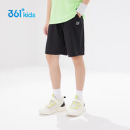 361°兒童短褲夏季男女童3-12歲透氣運動(dòng)褲梭織五分褲 黑 170
