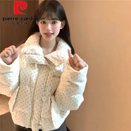 皮爾卡丹（pierre cardin）燈芯絨波點(diǎn)羽絨服女冬季新款加厚寬松毛領(lǐng)面包服短款外套上衣女裝 波點(diǎn)羽絨服 L