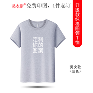 吳衣斯 班服定制t恤短袖重磅純棉t恤印logo文化衫工作服同學(xué)畢業(yè)聚會 2600灰色 L可定制