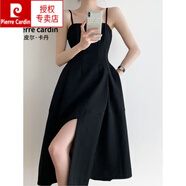 皮爾卡丹（pierre cardin）2025復(fù)古赫本風(fēng)開(kāi)叉上衣小黑裙女高級(jí)感法式設(shè)計(jì)感小眾高腰連衣裙 S(80-95斤拍)