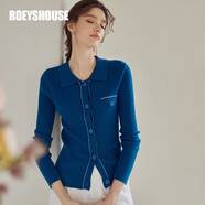 ROEYSHOUSE羅衣簡約修身打底毛衣女春季新款通勤彈力純色針織開衫07276 深鳶尾藍(lán) M