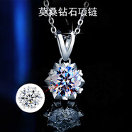 梵吉雅（FJYa）S925銀D色莫桑鉆耳釘女士時(shí)尚耳飾耳環(huán)生日情人節(jié)禮物送女友 莫桑鉆項(xiàng)鏈1克拉