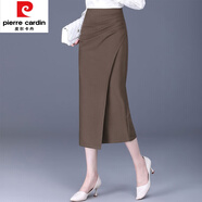 皮爾卡丹（pierre cardin）高腰包臀半身長裙女春秋氣質(zhì)開叉西裝裙子顯瘦2025春季新款一步裙 咖色 M 【建議96-104斤】