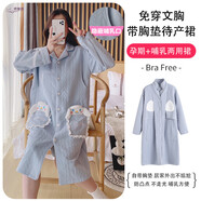 柔曼綺孕婦哺乳睡裙秋冬季帶胸墊長(zhǎng)款待產(chǎn)裙加厚空氣棉夾層月子服連衣裙 R9-2692公仔藍(lán) L(建議85-120斤左右)