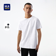 HLA海瀾之家T恤男幾何線條短袖男HNTBJ2Y146A 米白花紋E6 4XL 190/108A推薦197~212斤