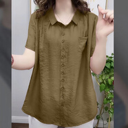 傳祺威登加肥加大洋氣胖媽媽夏裝上衣襯衫夏季新款大碼女裝寬松版遮肉 香檳色 6XL170190斤