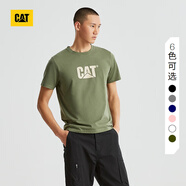 CAT卡特春新品男涼感設計反光logo印花短袖T恤輕戶外 暗綠色 M