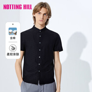 諾丁山（NOTTING HILL）開衫春季新款蠶絲微彈力商務(wù)黑色短袖 黑色 185 85A