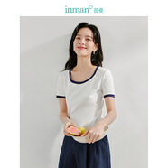 茵曼（INMAN）【真5折】多色無(wú)袖顯瘦吊帶背心T恤夏季新款簡(jiǎn)約休閑百搭圓領(lǐng)上衣 牙白色-18424213 S