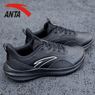 安踏（ANTA）男鞋運(yùn)動鞋子男夏季透氣輕跑易彎折跑步鞋緩震回彈慢跑鞋 黑 (皮面) 42