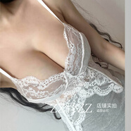 ZZ&FFZZ骨ZZ 夏季新款歐美風(fēng)性感優(yōu)雅打底深V領(lǐng)蕾絲不規(guī)則短款吊帶背心 白色_無胸墊 M