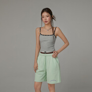 CHUU字母提花背心女2025夏季新品百搭無袖基礎(chǔ)休閑辣妹撞色吊帶 淺花灰 均碼