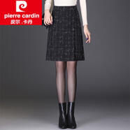 皮爾卡丹（pierre cardin）亮絲毛呢半身裙短裙女秋冬新款a字高腰顯瘦包臀裙小個(gè)子冬裙子女 方格子 XL 2尺229碼