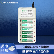 德力普（Delipow）充電電池 7號電池 配6節(jié)電池充電器套裝適用于玩具/遙控器/電子秤/電動牙刷/鼠標(biāo)鍵盤等