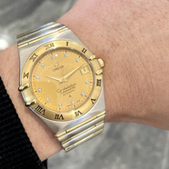 【二手99新】歐米茄（OMEGA）男表星座系列18K黃金/精鋼鑲鉆夜光自動機(jī)械 二手鐘表瑞士名表手表 35.5mm金盤鉆刻機(jī)械1202.15.00