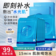 NACO8D玻尿酸面膜補(bǔ)水保濕深層鎖水毛孔改善干燥起皮粗糙暗沉提亮男女 2盒【再送1盒，到手30片】