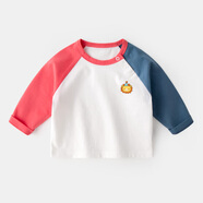 嘟嘟家嬰兒T恤春裝休閑上衣寶寶卡通衣服女童寬松春裝男童洋氣長(cháng)袖潮vip 紅藍袖 110