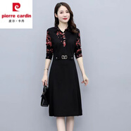 皮爾卡丹雪紡碎花連衣裙子女2025春秋新款大d碼洋氣收腰顯瘦氣質(zhì)長(cháng)袖 紅色 4XL 建議145-160斤