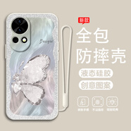 永時(shí) 適用華為nova13手機殼ultra高級硅膠閃粉鉆石蝴蝶聯(lián)名pro軟殼手機套氣質(zhì)女網(wǎng)紅時(shí)尚新款直邊液態(tài) 古董白-閃粉水晶蝴蝶白+硅膠手繩 華為NOVA13
