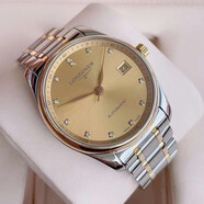 【二手99新】全套浪琴名匠系列18K間金/玫瑰金鉆石刻度自動機械男士商務正裝瑞士手表 高端腕表 36.0mm 金盤鑲鉆 L2.518.5.37.7