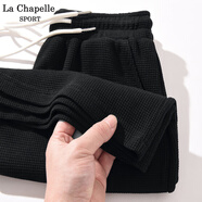 La Chapelle Sport拉夏貝爾短褲女夏季薄款透氣運動百搭華夫格抗皺休閑簡約純色熱褲 黑色(空白) M /160(推薦100-115斤)