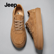 Jeep吉普男鞋秋冬新款休閑鞋男透氣潮流百搭板鞋男戶(hù)外軟底防滑運動(dòng)鞋 咖啡色 【標準皮鞋碼】 42