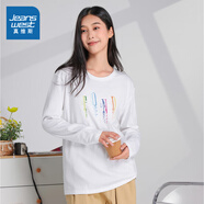 真維斯（Jeanswest）情侶裝圓領(lǐng)打底衣2025春季新款男女同款圓領(lǐng)印花長(cháng)袖T恤LE 漂白色2100 S 170/88A