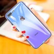 筑鼎 蘋(píng)果8plus手機殼iphone7 se2 6splus玻璃鏡面超薄全包防摔男女款液態(tài)硅膠網(wǎng)紅 蘋(píng)果7plus/8plus【漸變藍紫】